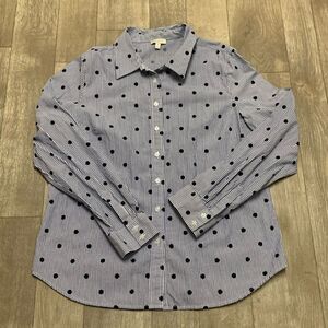 Womens Talbots Polka-Dot Button Down Stripe Casual Dress Shirt‎